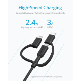 سلك شاحن متعدد المنافذ-PowerLine II 3-in-1 Cable ANKER 