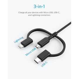 سلك شاحن متعدد المنافذ-PowerLine II 3-in-1 Cable ANKER 