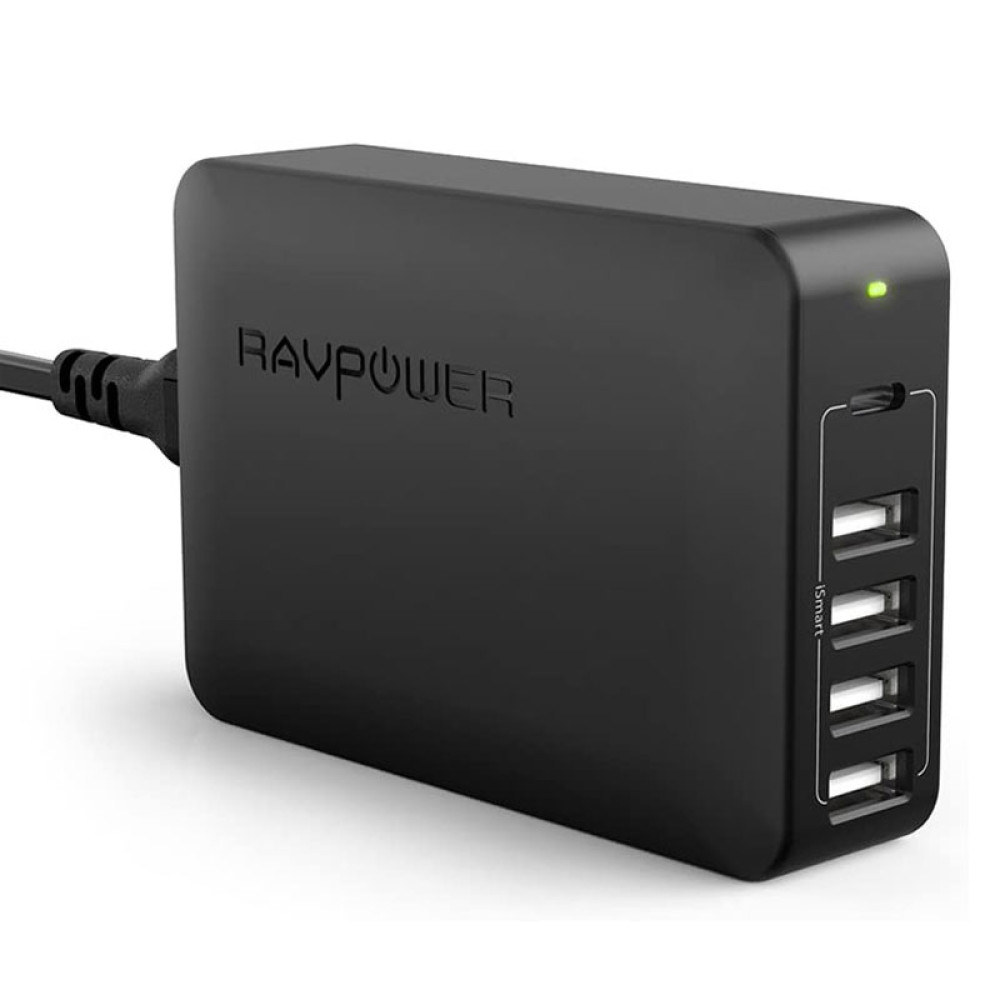 شاحن سطح المكتب RAVPower PD Pioneer 60 واط 5 منافذ USB-C RP-PC059 أسود شاحنة