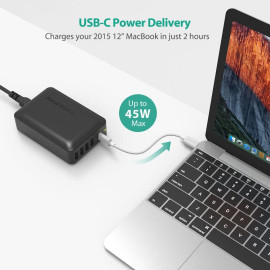 شاحن سطح المكتب RAVPower PD Pioneer 60 واط 5 منافذ USB-C RP-PC059 أسود شاحنة