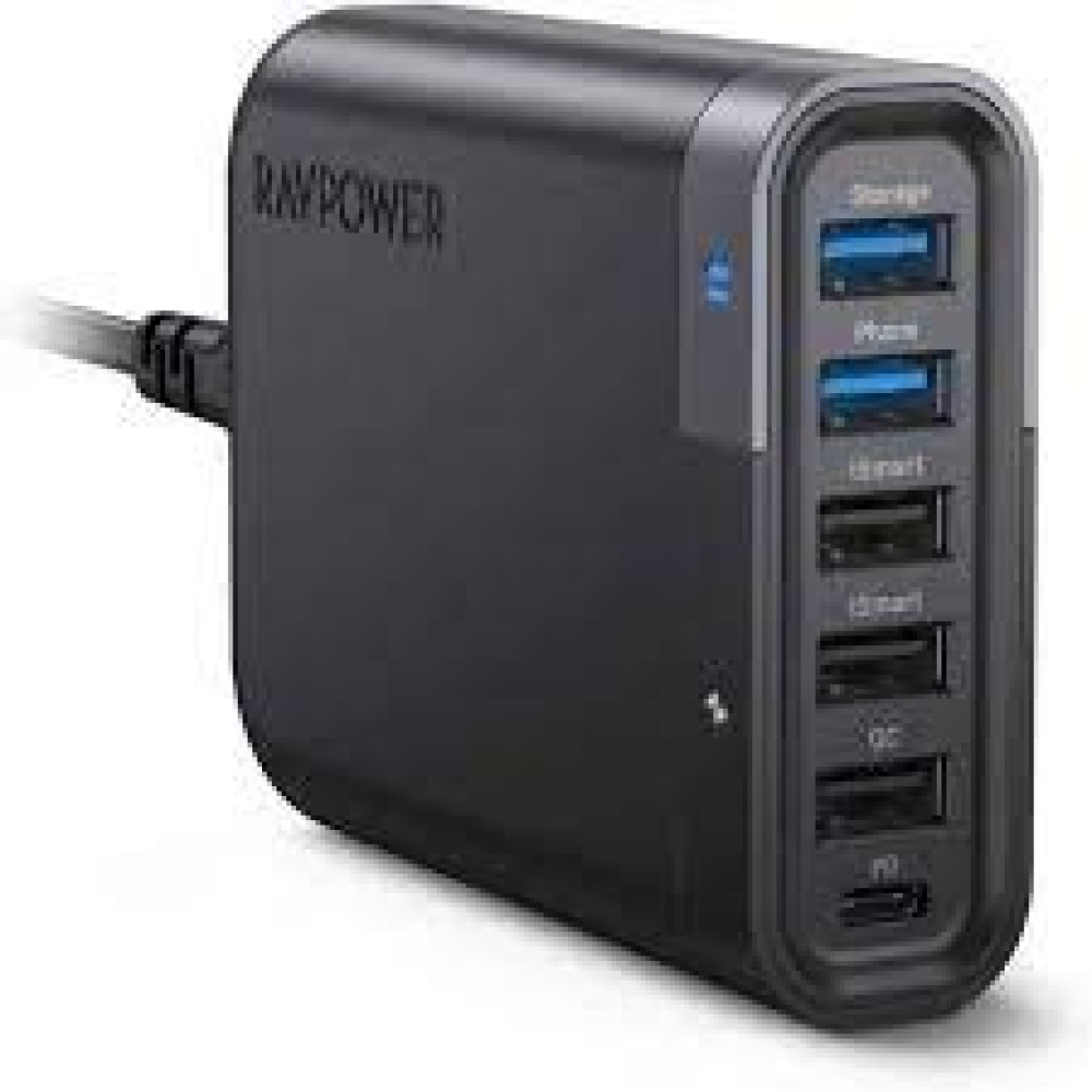 شاحن RAVPower Filehub 60 واط USB-C مع 6 منافذ